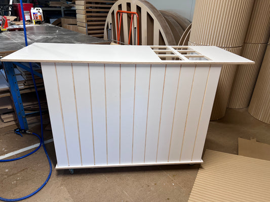 Collapsible cart - White Plywood - V Paneling engraving