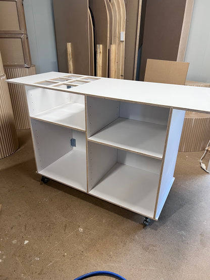 Collapsible cart - White Plywood - V Paneling engraving